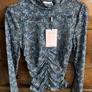 Avec Les Filles Navy Floral Long Sleeve Top